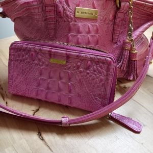 Brahmin Purse and wallet shoulder strap included. Good condition.